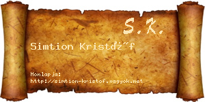 Simtion Kristóf névjegykártya